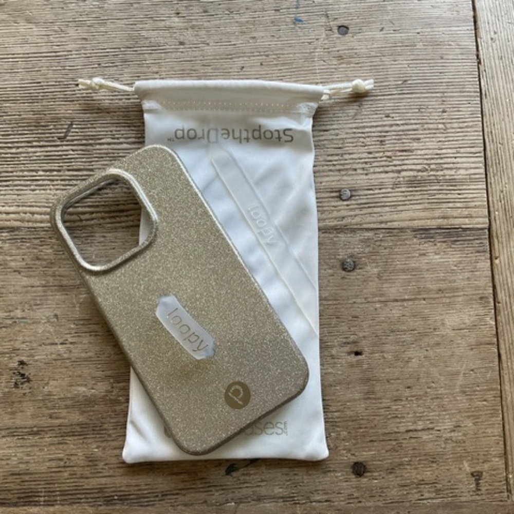 Champagne glitter Loopy case for iPhone 15 pro